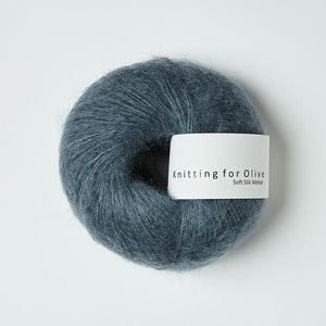 Knitting For Olive Soft Silk Mohair Støvet Petroleumsblå garn